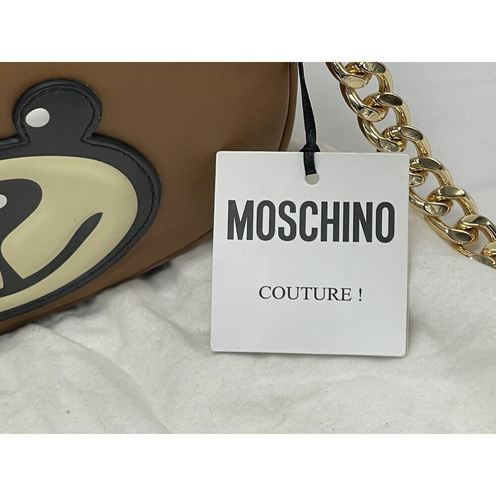 Moschino Teddy Bear Face Leather Shoulder Bag New - Picture 3 of 16